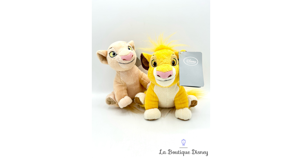 Peluches Simba Nala Le roi lion Disney Store jaune couple 18 cm